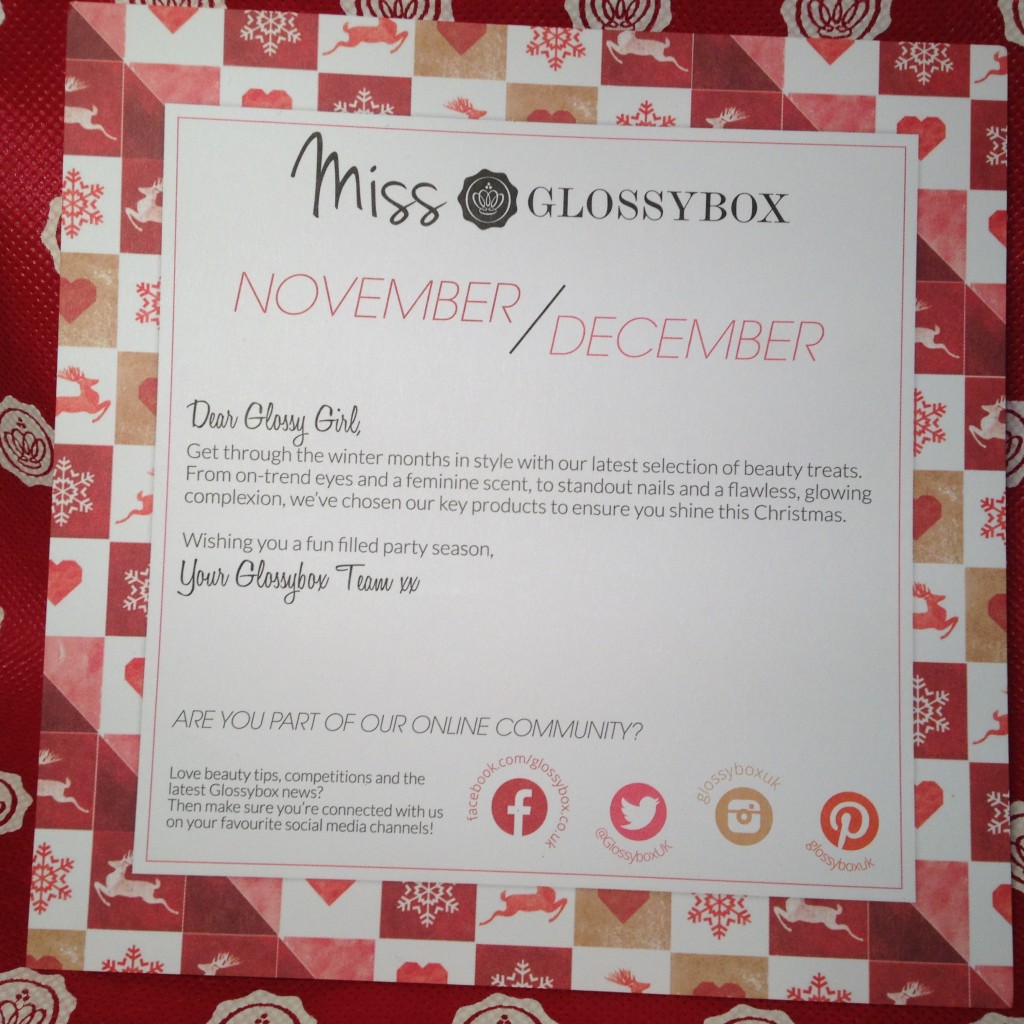 Miss Glossybox November December 2013