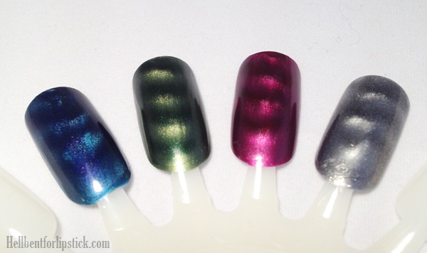 Sally Hansen Magnetic Nail Colour in Iconic Indigo, Electric Emerald, Red-y Response & Silver Elements
